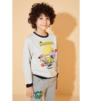 DeFacto Erkek Çocuk Kral Şakir Lisanslı Şekil Değiştiren Baskılı Sweatshirt M9938A620SP (Gri)