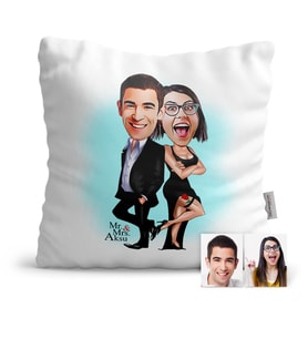 BK Gift Kişiye Özel Mr  Mrs Smith Karikatür  Yastık