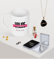 BK Gift Kişiye Özel Valide Sultan Kupa Ayna ve Siyah Mineli Kolye Seti-1 (Model 1)