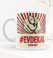 BK Gift Kişiye Özel EvdeKal Hashtag Beyaz Kupa Bardak - 3