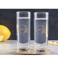 BK Gift Kişiye Özel Renkli Baskılı Baş Harf İsim Tasarımlı İkili Vodka Bardağı-8 (Beyaz)
