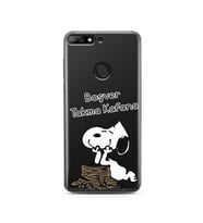 Snoopy Tasarımlı Süper Şeffaf Silikon Telefon Kılıfı Huawei Y7 2018