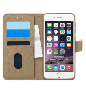 Microsonic Apple iPhone 6S Plus Kılıf Fabric Book Wallet Gold