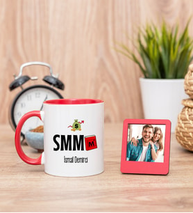 Mali Müşavir Kırmızı Kupa Bardak ve Kırmızı Mini Fotoğraf Çerçevesi