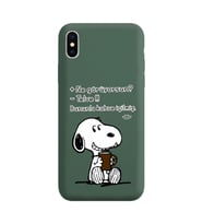 Snoopy Tasarımlı Koyu Yeşil Lansman Telefon Kılıfı İphone Xs