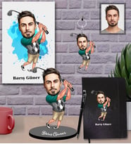 Kişiye Özel Golfçü Karikatürlü 5 li Hediye Seti Bay-1