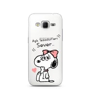 Snoopy Tasarımlı Süper Şeffaf Silikon Telefon Kılıfı Samsung Core Prime