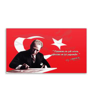 ''Güner Ofis''  Atatürk Tablosu Deri Üzerine Kanvas Tablo 80x130