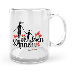 BK Gift Kişiye Özel Annem Ve Ben Cam Kupa Bardak  1