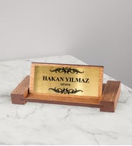 BK Gift Kişiye Özel AC74-C Ceviz Ahşap Masa İsimliği