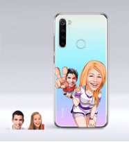 BK Gift Kişiye Özel Sevgililer Karikatürlü Xiaomi Redmi Note 8 İnce Şeffaf Silikon Telefon Kapağı-30 (Beyaz)