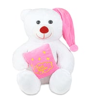 Tatlı Rüyalar Dileyen 65cm Peluş Ayıcık (Beyaz-Pembe)