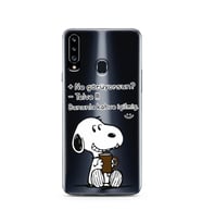 Snoopy Tasarımlı Süper Şeffaf Silikon Telefon Kılıfı Samsung A20s