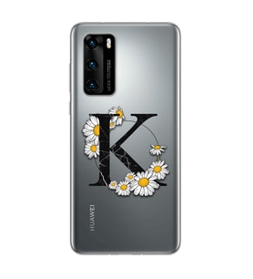 Papatya Harf Tasarım Süper Şeffaf Silikon Telefon Kılıfı Huawei P40 K-Harfi