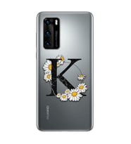 Papatya Harf Tasarım Süper Şeffaf Silikon Telefon Kılıfı Huawei P40 K-Harfi