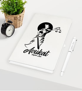 BK Gift Kişiye Özel Avukat Temalı Beyaz Defter Kalem Seti - 15