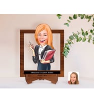 BK Gift Kişiye Özel Kadınlar Günü Dünyanın En Güzel Kadını Karikatürlü Ahşap Standlı 3D Biblo-42 (Beyaz)