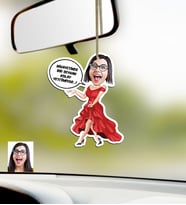BK Gift Kişiye Özel Bayan Kolay Yetişmiyor Karikatürlü Ahşap Araba Dikiz Ayna Süsü-1 (Beyaz)