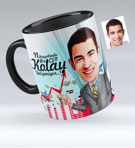 BK Gift Kişiye Özel Bay Ceo Karikatürlü Siyah Kupa Bardak  1