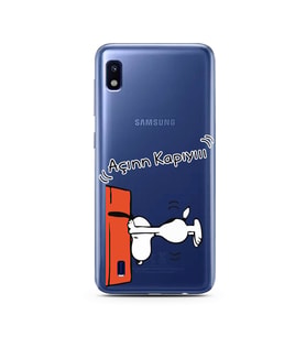 Snoopy Tasarımlı Süper Şeffaf Silikon Telefon Kılıfı Samsung A10