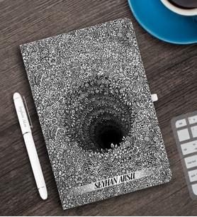 BK Gift Kişiye Özel 3D Çizim Kapaklı Beyaz Defter Kalem Seti - 1