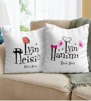 BK Gift Kişiye Özel İkili Evin Reisi Evin Hanımı  Beyaz Yastık
