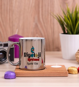 Biyoloji Öğretmeni Ahşap Altlıklı Mumlu Silver Kupa Bardak