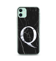 Iphone 11 Siyah Mermer Harf Tasarımlı Telefon Kılıfı Q-Harfi 