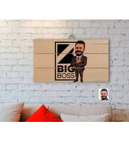 BK Gift Kişiye Özel Erkek Big Boss Karikatürlü Otantik Ahşap Palet Tablo-1