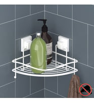 TEKNOTEL DELME VİDA MATKAP YOK! easyFIX YAPISKANLI ASKILI TEK KATLI BANYO KÖŞE RAFI BEYAZ EF250