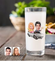BK Gift Kişiye Özel Sevgililer Karikatürlü Rakı Bardağı-53 (Beyaz)