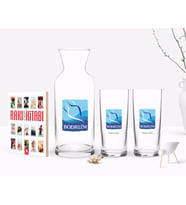 BK Gift Kişiye Özel Renkli Baskılı Bodrum Tasarımlı Turistik İkili Rakı Bardağı Karaf ve Cep Kitabı Hediye Seti-1 (Model 1)