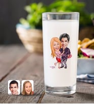 BK Gift Kişiye Özel Sevgililer Karikatürlü Rakı Bardağı-2 (Beyaz)