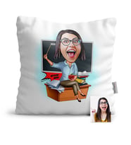 BK Gift Kişiye Özel Bayan Öğretmen Karikatür  Yastık  1
