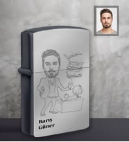 Kişiye Özel Öğretmen Karikatürlü Siyah Benzinli Çakmak Bay-2