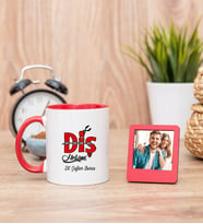Diş Hekimi Tasarım Kırmızı Kupa Bardak ve Kırmızı Mini Fotoğraf Çerçevesi