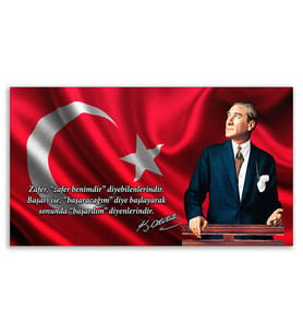 ''Güner Ofis'' Atatürk Tablosu Deri Üzerine Kanvas Tablo 80x130