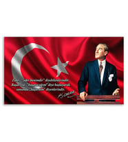 ''Güner Ofis'' Atatürk Tablosu Deri Üzerine Kanvas Tablo 80x130