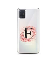 Pembe Çiçekli Harf Tasarım Süper Şeffaf Silikon Telefon Kılıfı Samsung A51 F-Har
