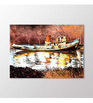 Arty Tablo Nehirde Kayık Tablo (Karışık)