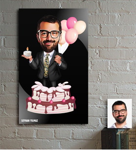 BK Gift Kişiye Özel Bay Doğum Günü Karikatür Ahşap Tablo - 1
