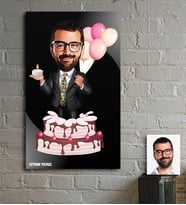BK Gift Kişiye Özel Bay Doğum Günü Karikatür Ahşap Tablo - 1