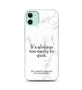 Iphone 11 Beyaz Mermer Söz Tasarımlı Telefon Kılıfı