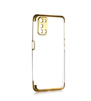 Oppo A92 Kılıf Zore Dört Köşeli Lazer Silikon Kılıf (Gold)