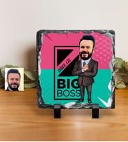 BK Gift Kişiye Özel Bay Big Boss Karikatürlü Dekoratif Doğal Taş  1