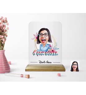 BK Gift Kişiye Özel O Çok Güzel Karikatürlü Ahşap Standlı Çerçeve (Beyaz)