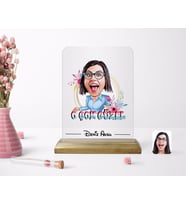 BK Gift Kişiye Özel O Çok Güzel Karikatürlü Ahşap Standlı Çerçeve (Beyaz)