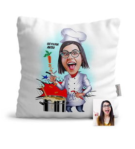 BK Gift Kişiye Özel Chef Karikatür  Yastık  2