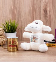 Kadınlar Günü Hediyesi Gold Kupa Bardak ve Peluş Koyun