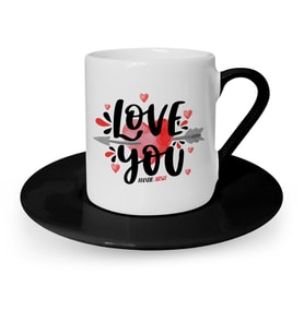 BK Gift Kişiye Özel Seni Seviyorum Siyah Türk Kahvesi Fincanı  2